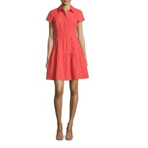 Diane Von Furstenberg Skylar Eyelet Dress In Coral